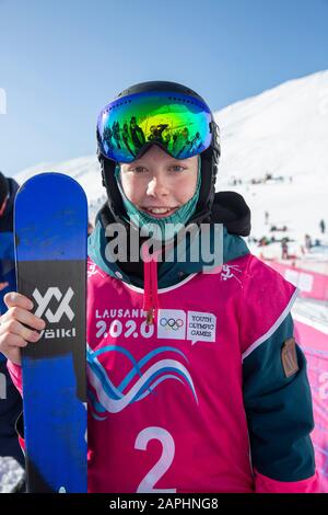 Team GB’s Kirsty Muir (15) at the Women’s Freeski Big Air during the Lausanne 2020 Youth Olympic Games on the 22nd January 2020. Stock Photo