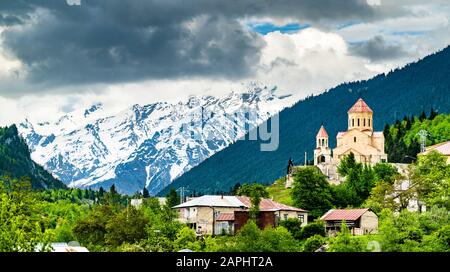 St. Nicholas Church in Mestia, Georgia Stock Photo