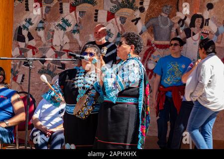 Albquerque, OCT 5: People dancing in traditional Zuni Culture performance on OCT 5, 2019 at Albquerque, New Mexico Stock Photo