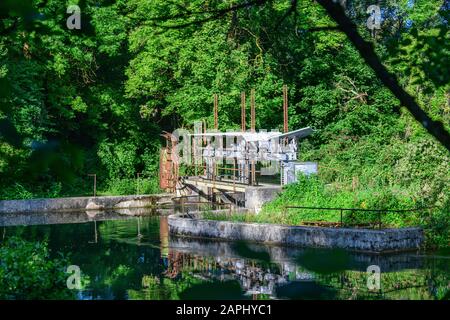 Impressions from the Augsburg region with its widely linked system of rivers, canals and water management facilities Stock Photo