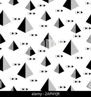 Seamless black and white pyramid and arrow pattern. Geometric design repeat background. Stock Vector