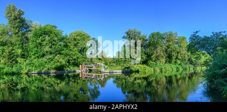 Impressions from the Augsburg region with its widely linked system of rivers, canals and water management facilities Stock Photo