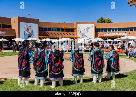 Albquerque, OCT 5: People dancing in traditional Zuni Culture performance on OCT 5, 2019 at Albquerque, New Mexico Stock Photo