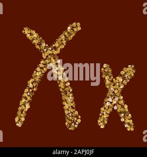 Professional gold fantasy. Yy golden glitter letter. Fresh latin alphabet. Handwritten, kids. Vector ABC. Latin calligraphy. Stock Vector