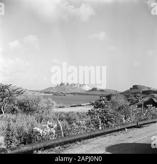 Journey to Suriname and the Netherlands Antilles Description: The Table Mountain with the Fuik Bay on Curaçao Date: 1947 Location: Curaçao Keywords: mountains, landscapes Stock Photo