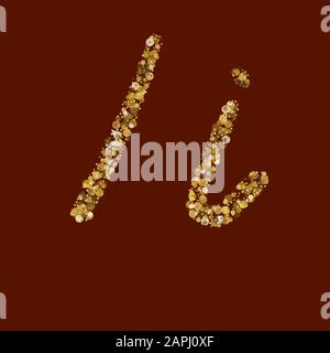 Plain gold idea. Net latin alphabet. Ii golden glitter letter. Handwritten, modern. Vector ABC. Latin calligraphy. Stock Vector