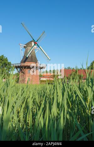 Klaashensche Muehle. Windmill in East Frisia, Lower Saxony, Germany Stock Photo