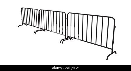 Urban portable steel barrier. Black silhouette of a barrier fence on a white background. Stock Vector