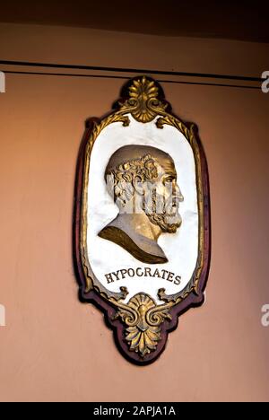 Hippocrates;Bas relief on a wall;The Old town of Plovdiv;Bulgaria; Stock Photo