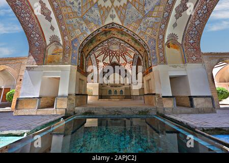Colorful ceiling decoration in the Fin Gardens, in the city of Kashan, Iran Stock Photo