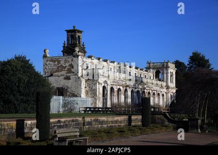 The remains of derelict Trentham hall on the Trentham estate, Stoke on Trent, Staffordshire, UK. Stock Photo