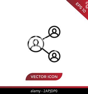 People network vector icon in modern design style for web site and mobile app, Business connection symbol Stock Vector