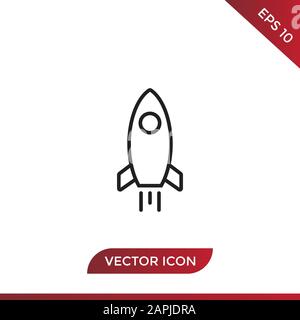 Rocket vector icon in modern design style for web site and mobile app Stock Vector