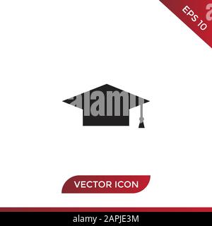 Graduation cap vector icon, graduation hat symbol in modern design style for web site and mobile app Stock Vector