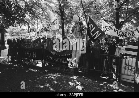 Demonstration of the Nicaragua Committee for the American Embassy against possible intervention by the United States in Nicaragua Description: Protesters with banners, o.a.No intervention and Support the people of Nicaragua Date: June 18, 1979 Location: The Hague, Zuid-Holland Keywords: embassies, demonstrations, human rights, banners Stock Photo