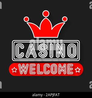 Casino Sign, Bright Signboard, Light Banner. Casino Logo Emblem Stock Vector