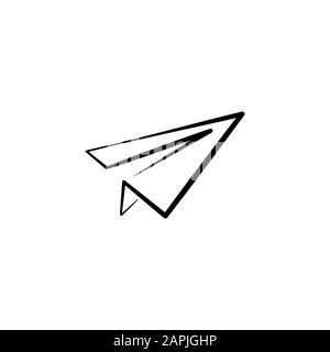 Paper plane line icon. Flat origami airplane isolated on white background. Vector illustration. Message, letter, mail symbol. Start up and launch, inv Stock Vector