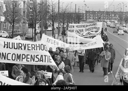 Demonstration in Amsterdam against housing policy and rental harmonization Date: April 15, 1972 Location: Amsterdam, Noord-Holland Keywords: demonstrations, banners Stock Photo