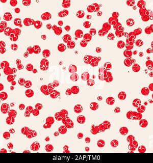 Cell analysis, cell duplication, study of infectious diseases. Microscopic view of micro organisms and bacteria. Blood test of red blood cells Stock Photo