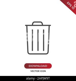 Garbage icon vector. Simple garbage sign in modern design style for web site and mobile app. EPS10 Stock Vector