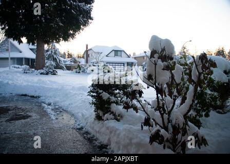 A snowy winter in Surrey, British Columbia, Canada Stock Photo