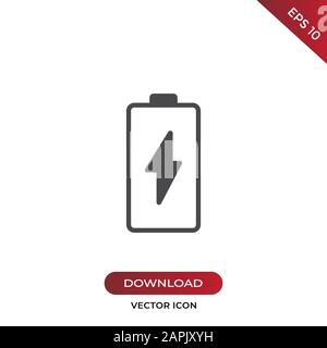 Battery icon vector. Simple battery sign in modern design style for web site and mobile app. EPS10 Stock Vector