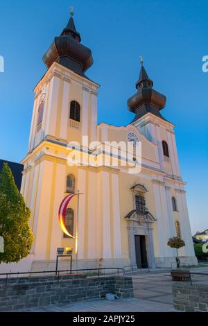 Church in Maria Taferl at dusk Stock Photo