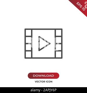 Video player icon vector. Simple video player sign in modern design style for web site and mobile app. EPS10 Stock Vector