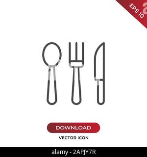 Spoon, fork and knife icon vector. Simple spoon, fork and knife sign in modern design style for web site and mobile app. EPS10 Stock Vector