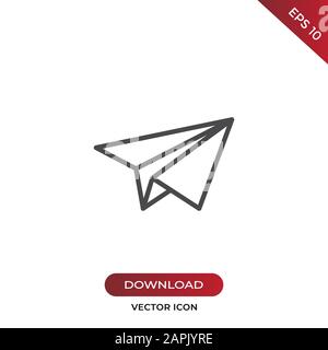 Paper plane icon vector. Simple paper plane sign in modern design style for web site and mobile app. EPS10 Stock Vector