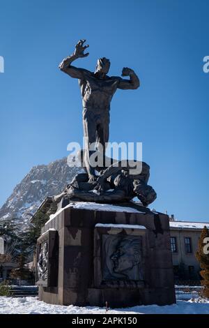 Afyonkarahisar/Turkey - January 11 2020: : Ataturk Buyuk Utku Monument in the citycenter Stock Photo