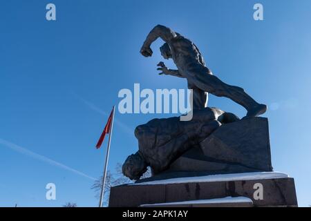 Afyonkarahisar/Turkey - January 11 2020: : Ataturk Buyuk Utku Monument in the citycenter Stock Photo