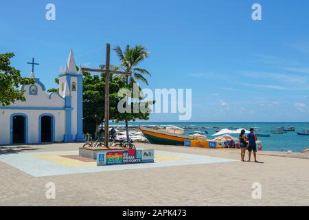 Church of Sao Francisco De Assis. Little church in the middle of the village of Praia Do Forte, Famous tourist attraction. State of Bahia, Brazil. . February, 22nd, 2019 Stock Photo