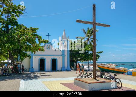 Church of Sao Francisco De Assis. Little church in the middle of the village of Praia Do Forte, Famous tourist attraction. State of Bahia, Brazil. . February, 22nd, 2019 Stock Photo