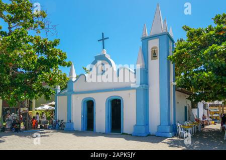 Church of Sao Francisco De Assis. Little church in the middle of the village of Praia Do Forte, Famous tourist attraction. State of Bahia, Brazil. . February, 22nd, 2019 Stock Photo