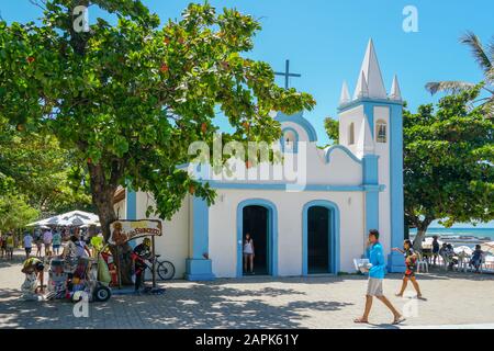 Church of Sao Francisco De Assis. Little church in the middle of the village of Praia Do Forte, Famous tourist attraction. State of Bahia, Brazil. . February, 22nd, 2019 Stock Photo