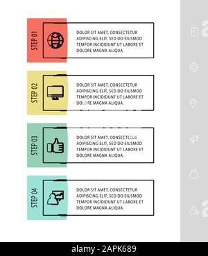 Vector infographic flat template. Rectangles for four diagrams, graph, flowchart, timeline, marketing, presentation. Business concept with 4 labels Stock Vector