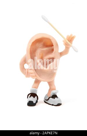 clay sculpture of an ear on white background Stock Photo