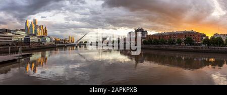Beautiful view to river, modern and old buildings in Puerto Madero, Buenos Aires, Argentina Stock Photo
