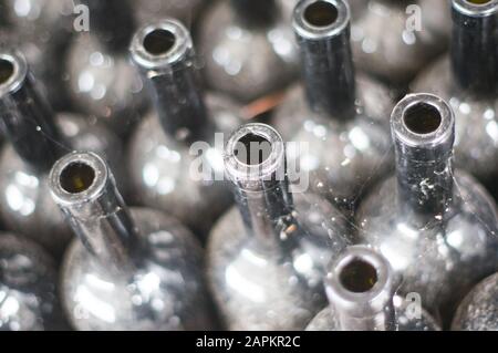 many old wine bottles Stock Photo