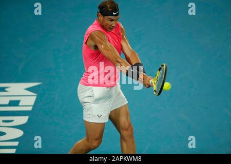 Melbourne, Australia. 23rd Jan, 2020. Australian Open Tennis, Rafael Nadal of Spain in action during match against Federico Delbonis of Argentina (Photo by AGN FOTO/Pacific Press) Credit: Pacific Press Agency/Alamy Live News Stock Photo