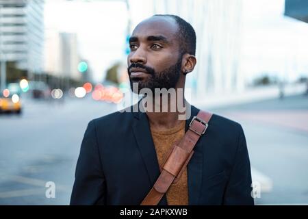 Portrait of young businessman in the city Stock Photo