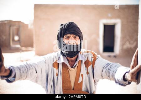 Portrait of a senior man in Smara refugee camp, Tindouf, Algeria Stock Photo