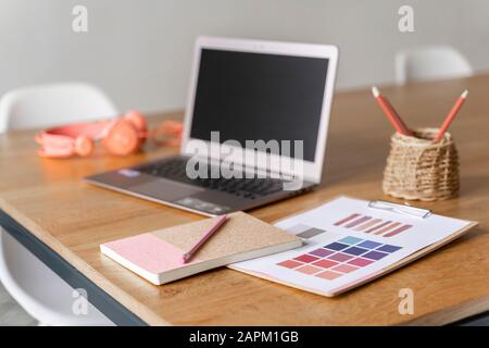 Desk in a creative office Stock Photo