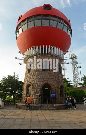 Unusual viewing tower on Signal Hill in Signal hill park in Qingdao, Shandong province, China Stock Photo