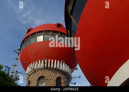 Unusual viewing towers on Signal Hill in Signal hill park in Qingdao, Shandong province, China Stock Photo