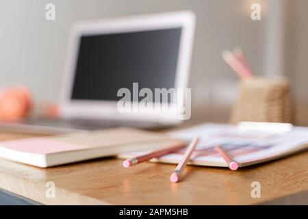 Desk in a creative office Stock Photo