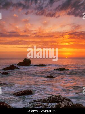 Sunset, Slide Beach, Golden Gate National Recreation Area, Marin County, California Stock Photo