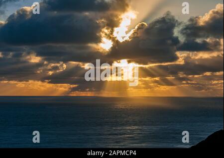 Storm Clouds, Sunset, Pacific Ocean, Golden Gate National Recreation Area, Marin County, California Stock Photo