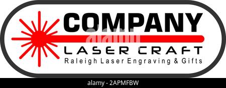 Laser Craft Logo Design Template, Red Light Logo Concept, Oval Runded Shape Element, Vector EPS 10 Stock Vector